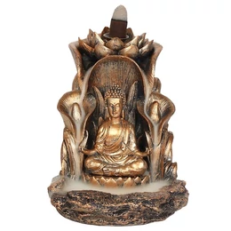 Lótusz trónban ülő Buddha lefelé folyó füstölő